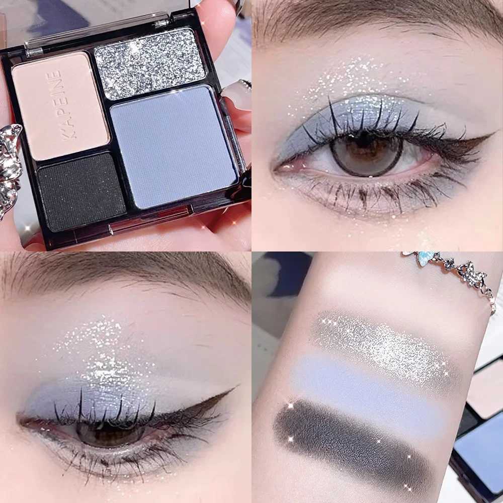 Eye shadow quad plate fine flash pearl light blue milk tea mini eye shadow student makeup W241213
