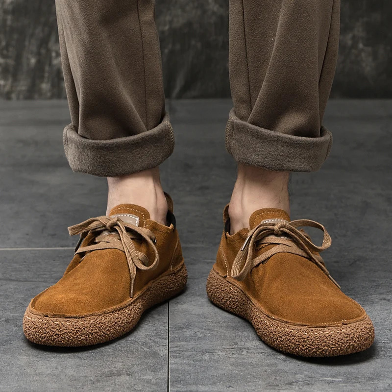 suede mens shoes comfortable and simple Oxford shoes lace high-quality leather outdoor sports shoes driving shoes 241213