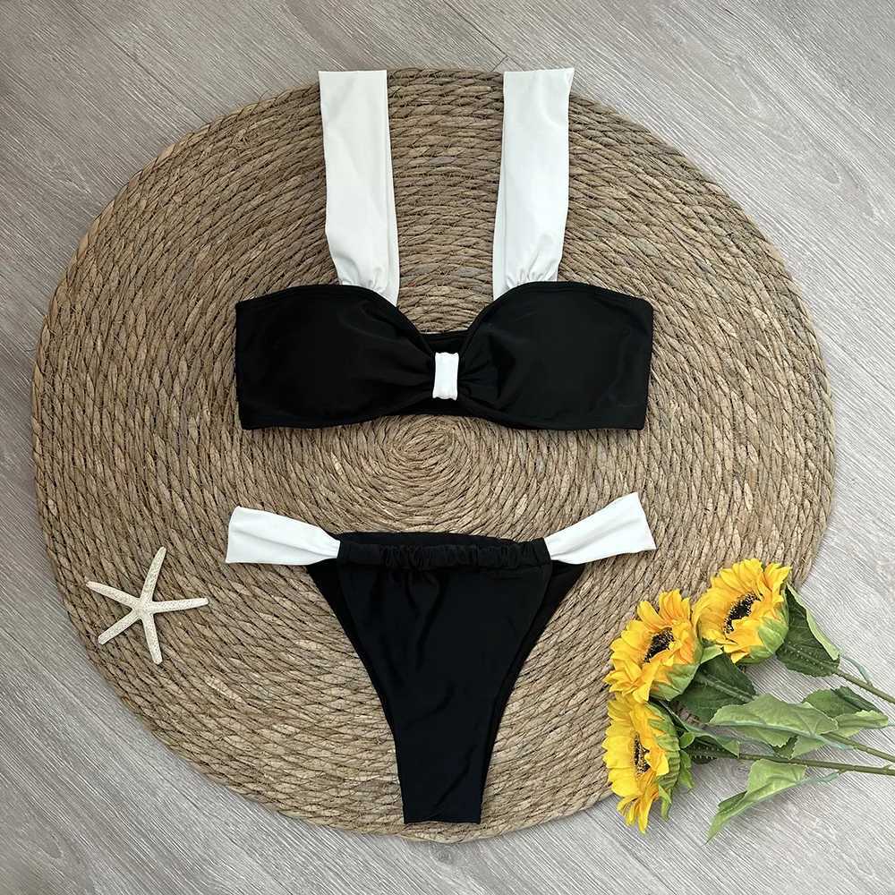 Black Bikini 2024 Sexy Micro Mujer Bikini Set Women Swimsuits Fa Swimwear Brazilian Biquini Swimming Suit Solid BeachwearXJ241212