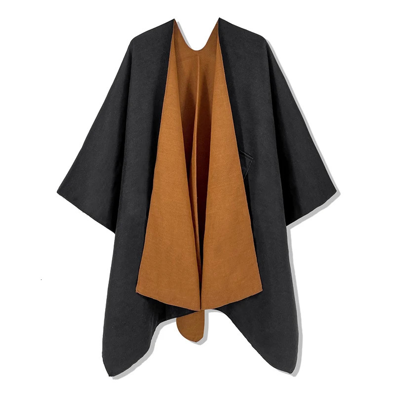 Winter Warm Ponchos And Capes Men Women Shawl Double-Sided Wearable Thicken Blanket Soft Scarf Cashmere Wraps Pashmina Bufanda 241212
