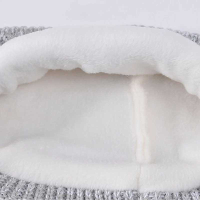 3Pcs Winter Kids Hat Set for Girls Boys Warm Knitted Children Beanie Scarf Gloves Fleece Lining Pompom Children Cap 4-10YXJ241213