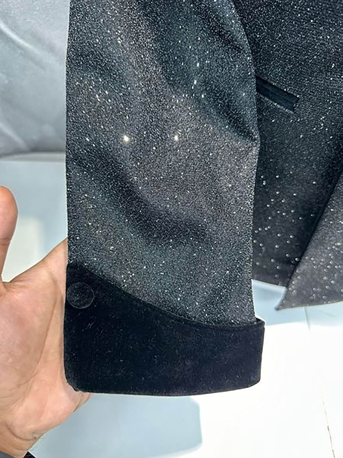 Luxury Wedding Suits Sequins Velvet Double Breasted Fashion Men Tuxedos 1 Piece Set Coat Shawl Lapel Formal Groom Tuxedo suit Customized