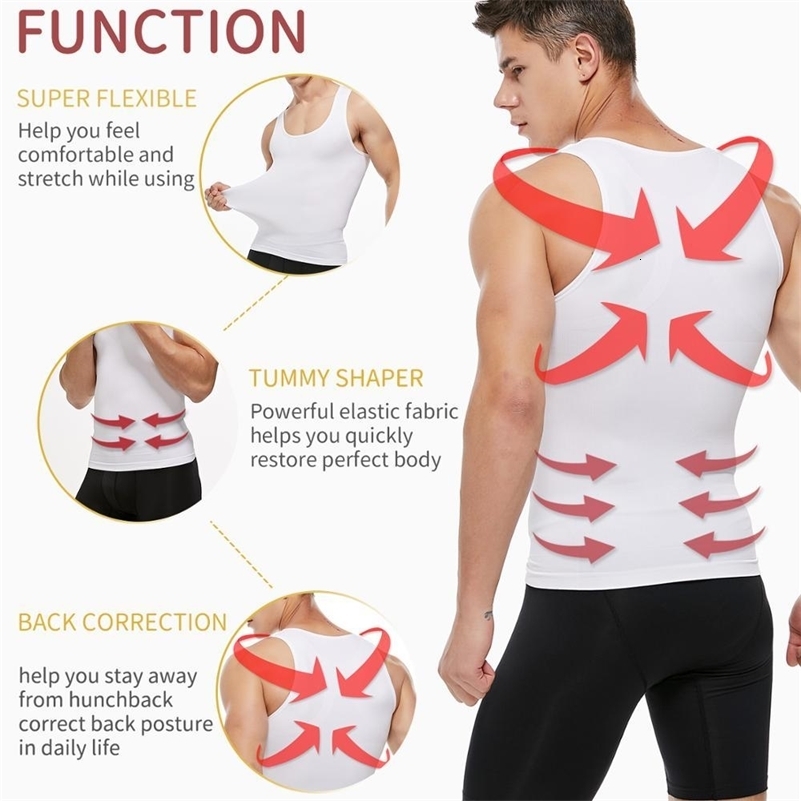 Mens Slimming Body Shaper Chest Compression Shirts Tummy Control Shapewear Gynecomastia Abdomen Slim Vest Waist Trainer Corset y241121