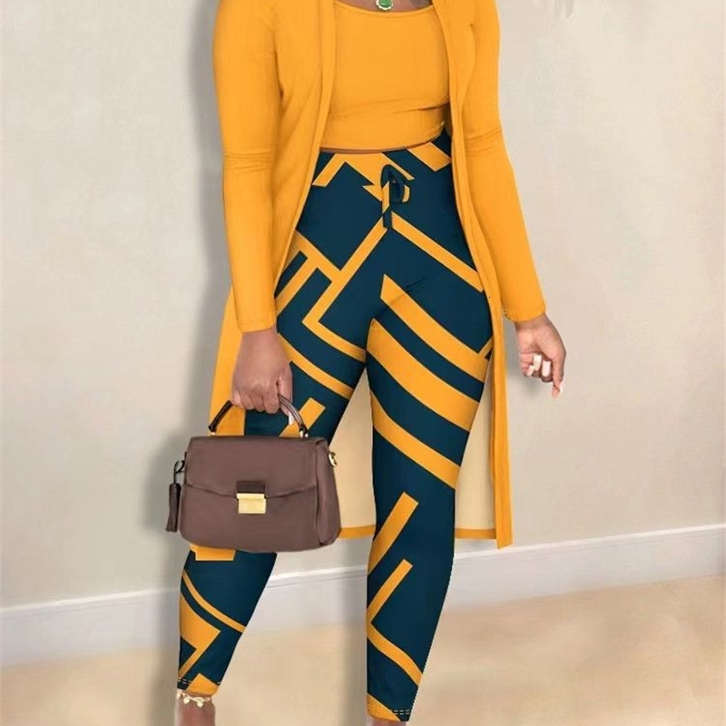 Plus Size 3XL Designer Womens Printed Three Piece Set Sports Tracksuits Vest Long Sleeve Jacket Coat And Sweatpants Jogging Suit 3Pcs Sets For Women O