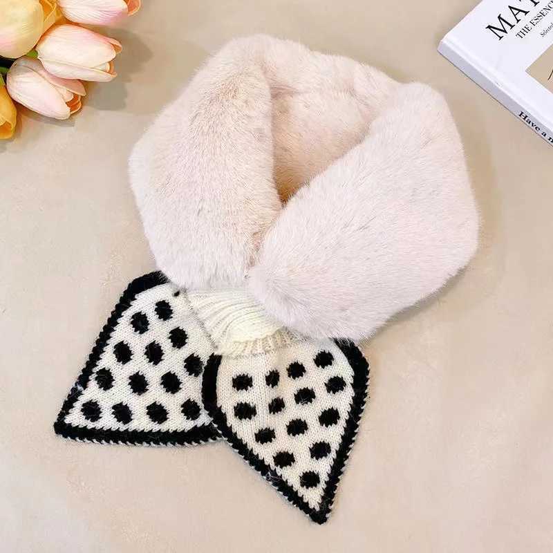 Scarves Wraps Winter Warm Plush Baby Scarf Cute Caroon Bears Boy Girl Scarves Newborn Toddler Faux Fur Children Cross Neckerchief Baby Shawls H241213