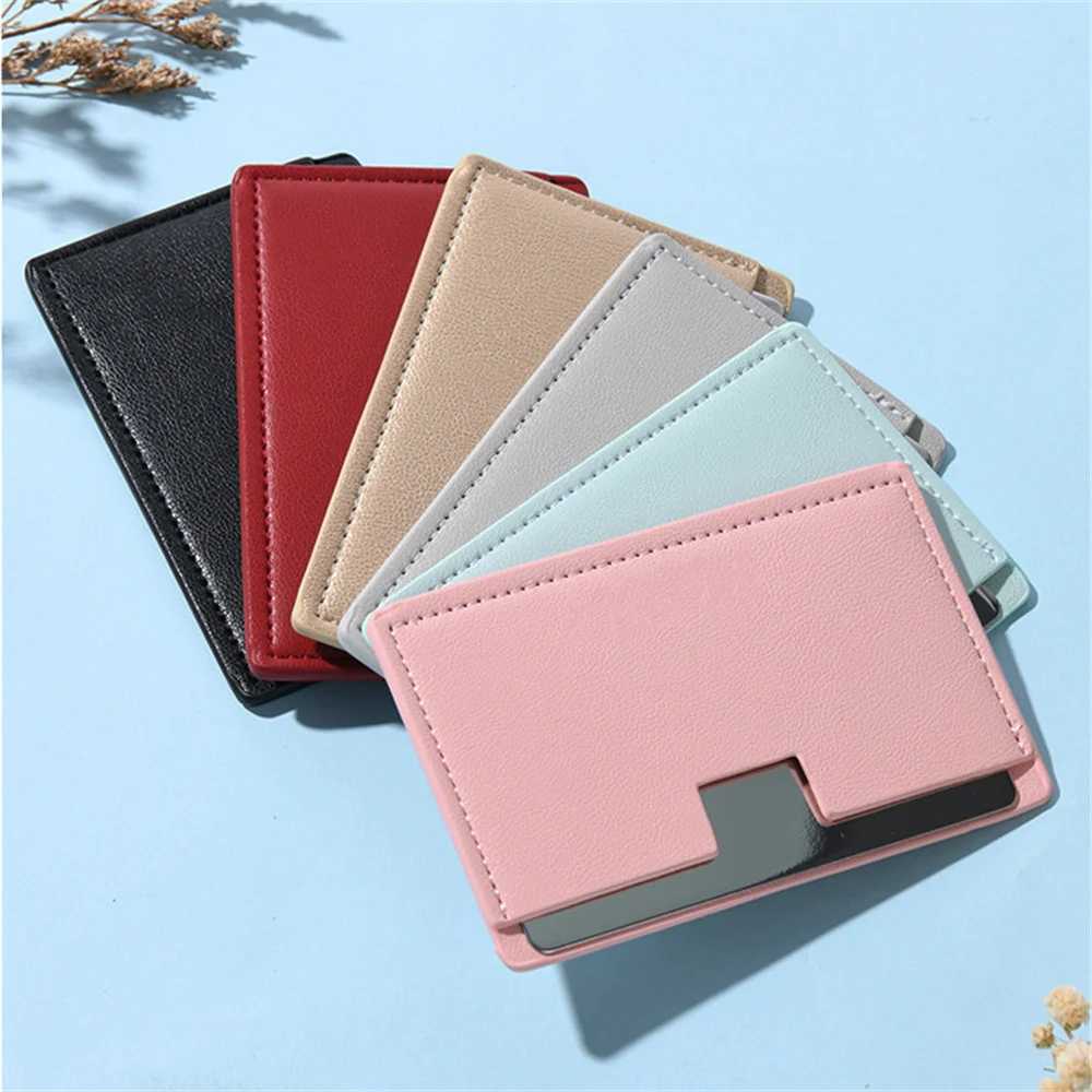 Portable Mini Unbreakable Makeup Mirror Shatter Proof Pocket Cosmetic Mirror Pu Leather Stainless Steel CardXJ241213