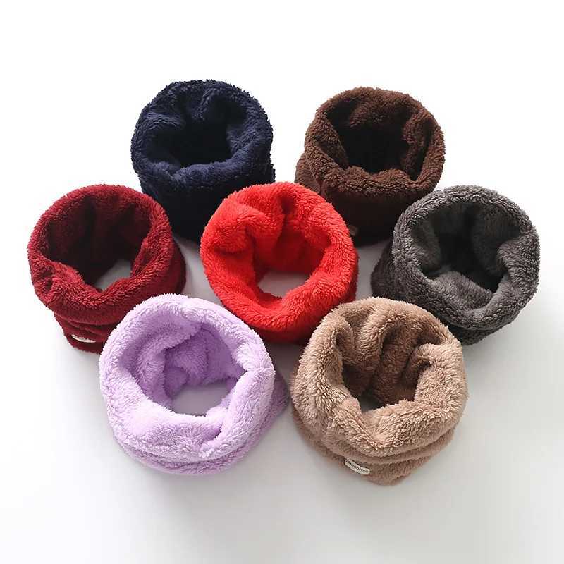 Scarves Wraps Velvet Girls Neck Scarf Toddler Winter Thick Warm Boys Baby Plush Collar Children Ring Accessories H241213445J