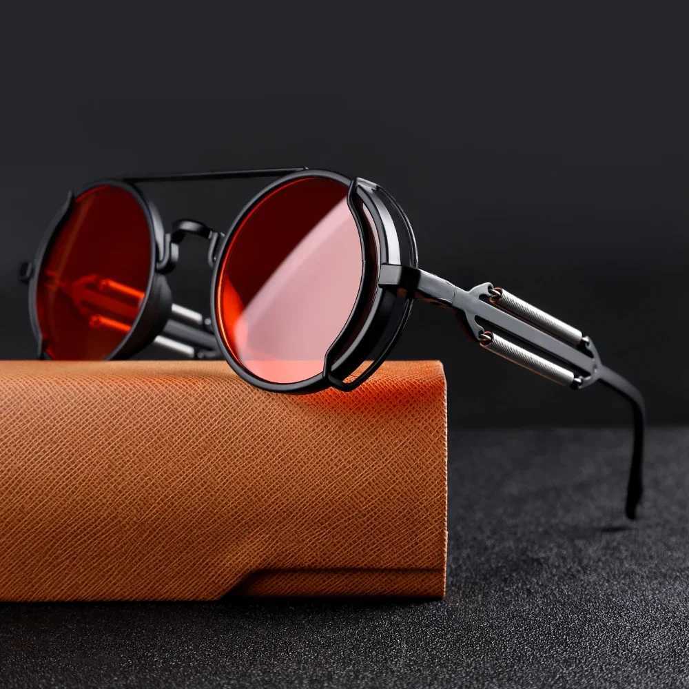 Vintage Punk Round Frame Sun Glasses Men Steampunk Sunglasses Brand Designer Women Eyewear UV400 Outdoor Sports Driving GoogleX241213