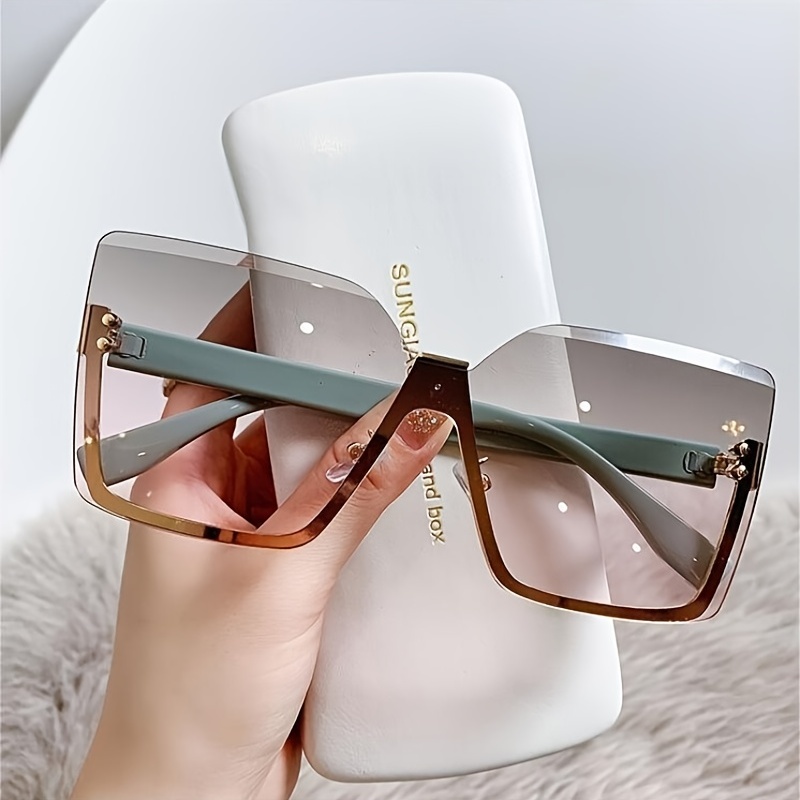 LALAVARA Ladies Rimless Oversized Fashion Trend Driver Driving Outdoor Cycling Sports Fishing Fashion Glasses