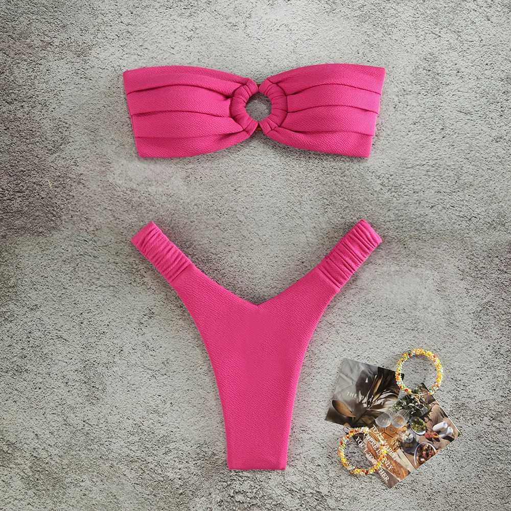 Micro Bikini Push Up Women Swimsuits 2024 Sexy Fa Swimwear Brazilian Bikini Set Thong Biquini Swim Suits Solid BeachwearXJ241212