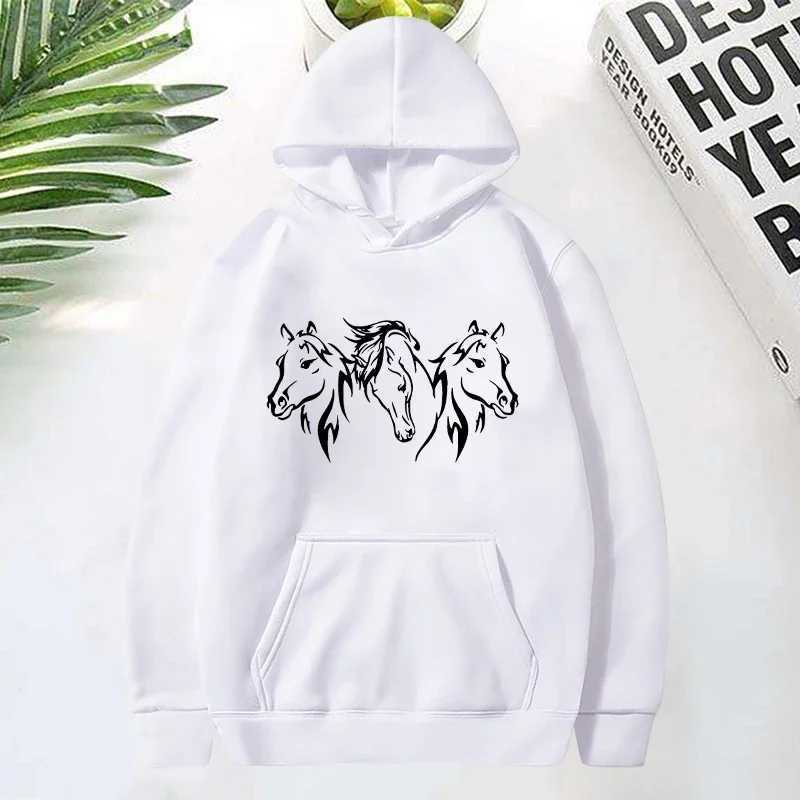 New Horse Head Pattern Printed Hoodie for Womens Fashion Casual Sports Sweater Womens Pullover Top W241213