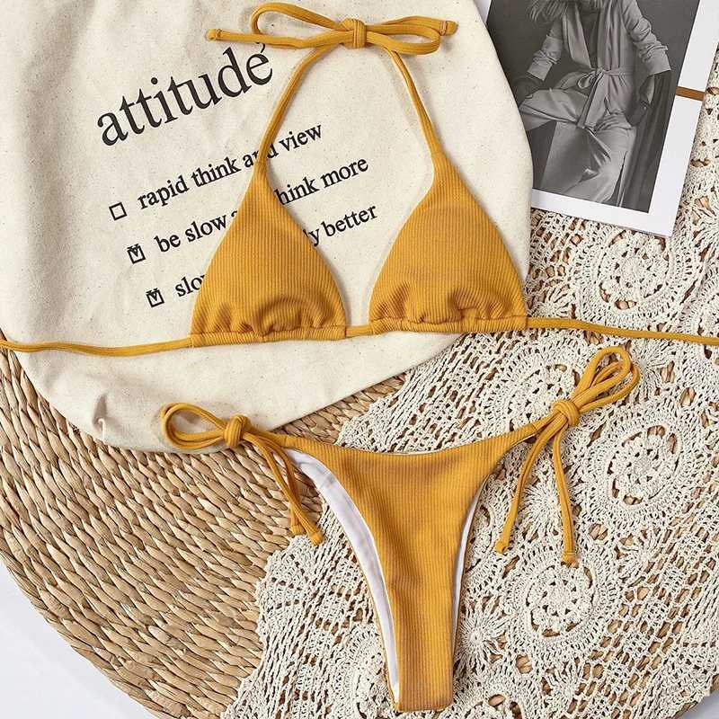 Sexy Red Micro Bikini 2024 Women Swimsuit Fa Swimwear Thong Bikinis Set Brazilian Beach Wear Bathing Suit Strings BiquiniXJ241212