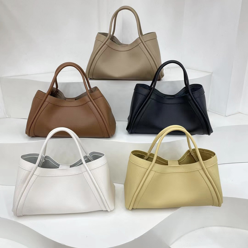 FIRMRANCH Simple Solid Soft PU Leather Large Capacity Woman Portable Basket Comfortable Wide Shoulder Strap Crossbody Bag Pouch