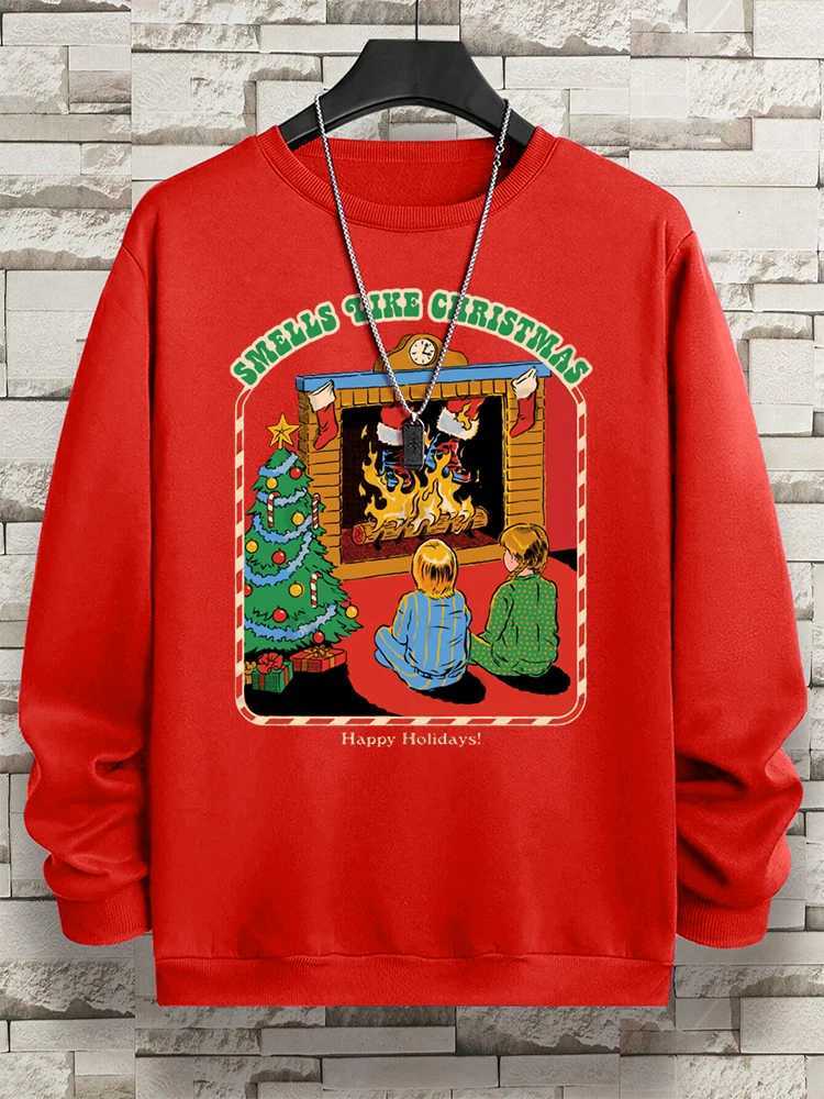 Smelling like Christmas fun manga mens hip-hop oversized sweatshirt oversized wool mens autumn loose fashion hoodie W241213