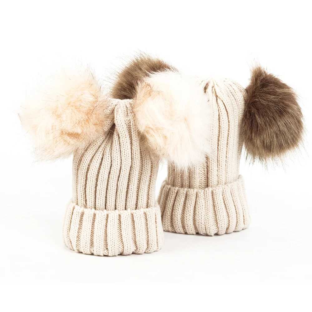Newborn Baby Girls Solid Knitted Pompom Ball Caps Infant Autumn Winter Warm Skullies Beanies Hats Soft Cotton Caps Hat 1-3YXJ241213