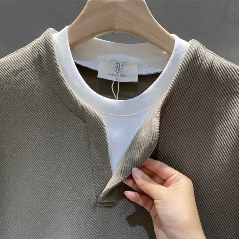 Mens Fashion Retro Japanese Style Patch Work Simple Sweatshirt Autumn Winter Casual Round Neck Long Sleeve Loose Zipper Hoodie W241213