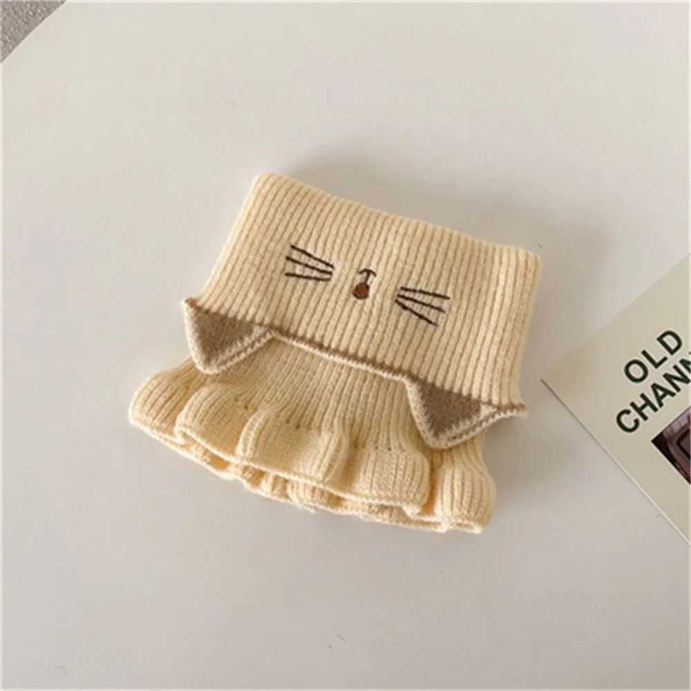 Scarves Wraps Winter Warm Plush Baby Scarf Cute Caroon Bears Boy Girl Newborn Toddler Faux Fur Children Cross Neckerchief H241213