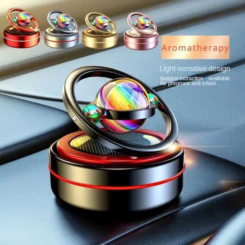 Portablecar Air eners Perfume Diffuser Double Ring Auto Rotating Solar Mini Kinetic Car Aroma Room Car Air enerXJ241213