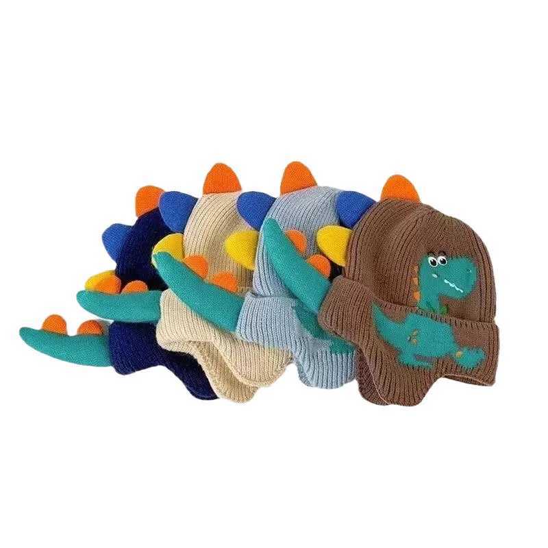 Kid Winter Children Warm Hats Embroidered Cute Dinosaur Warm Hats Boys Girls Windproof Thickened Ear Protection HatsXJ241213