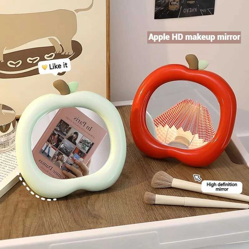 Decorative Makeup Mirror Apple Shaped Makeup Mirror Portable Tabletop Mirror Home Aesthetic Accessorie Desk Accessorie XJ241213