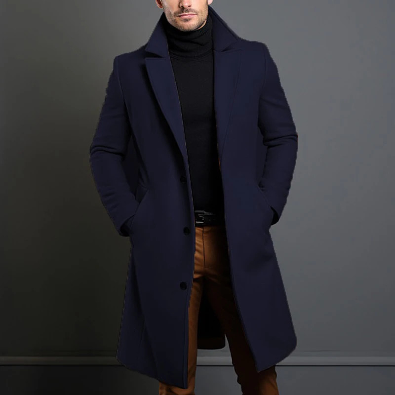 Autumn Winter Mens Trench Coats y Male MidLong Warm Wool Jackets Casual Business Comfortable Overcoat Clothing 241213