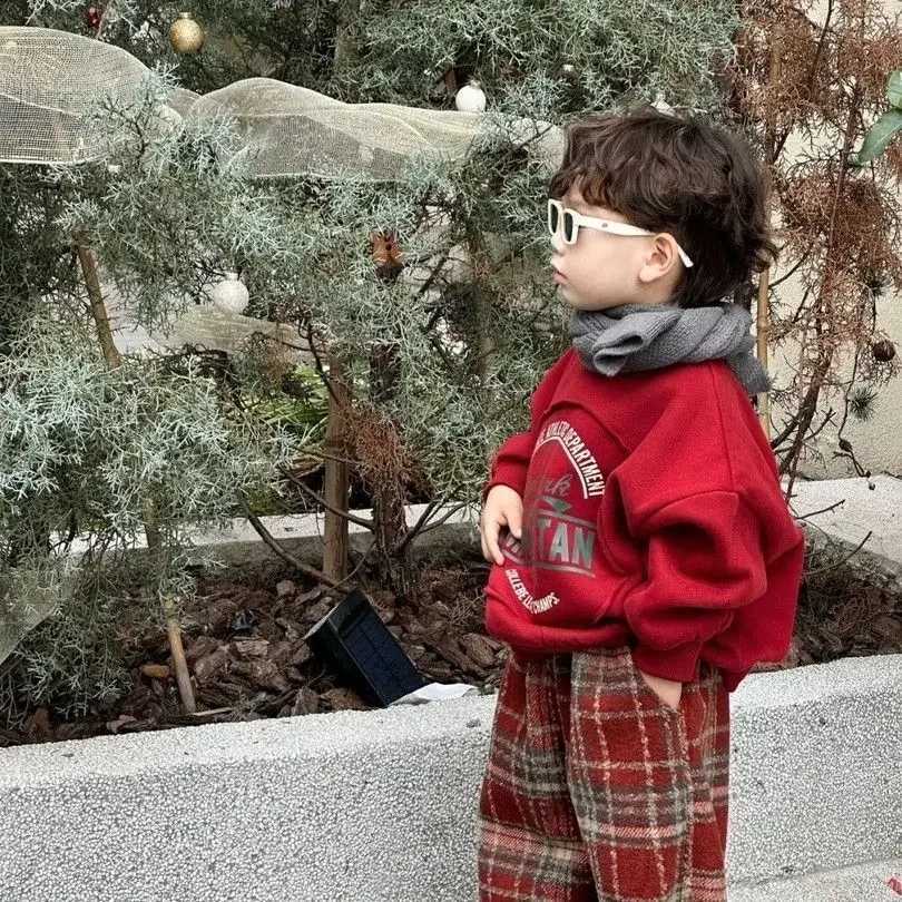 Childrens New Autumn Winter Plush Leisure Set Childrens Fashion Classic Set for Boys Girls Children Two-piece Set W241213