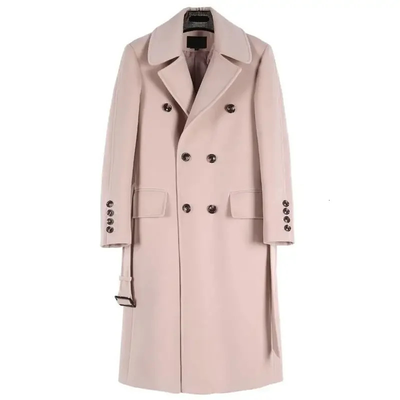 Minglu Long Wool Mens Coat Autumn Cashmere Solid Color Mens Jacket and Coat Plus Size 5XL 6XL Mens Trench 241211