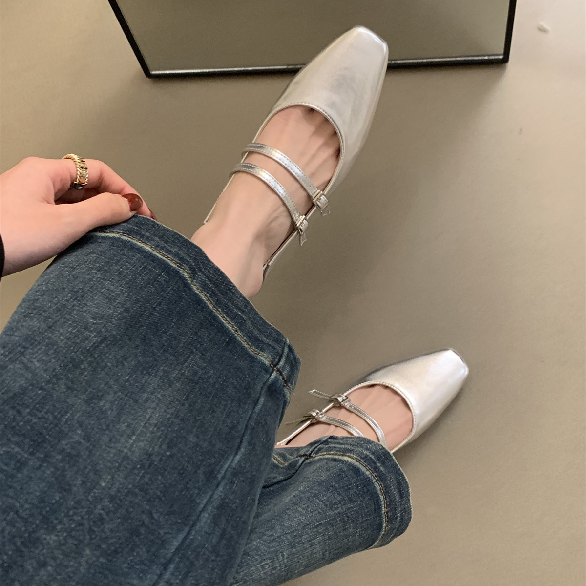 Women's sneakers Spring platform leather flats Casual Casual shoes Platform wedge Lolita shoes for women Mary Jane leather shoes
