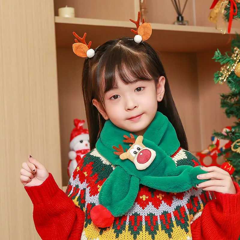 Scarves Wraps Childrens Scarf Winter Warm Baby Plush Thickened Men and Girls Windproof Cute Christmas Deer H241213M1K2