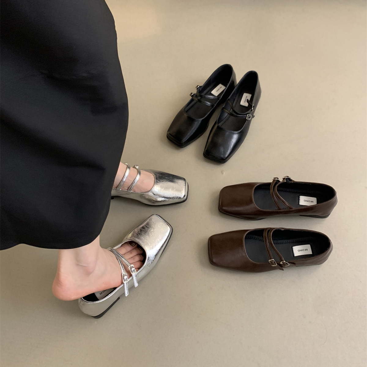 Women Cute Light Weight High Quality Waterproof Rubber Rain Shoes Lady Casual Hotel Work Loafers Black Flats