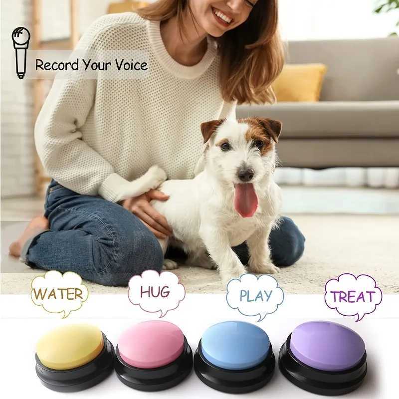 4 packs of dog recording buttons pet communication coach meal bell sound box battery free to teach dogs how to speak X241213