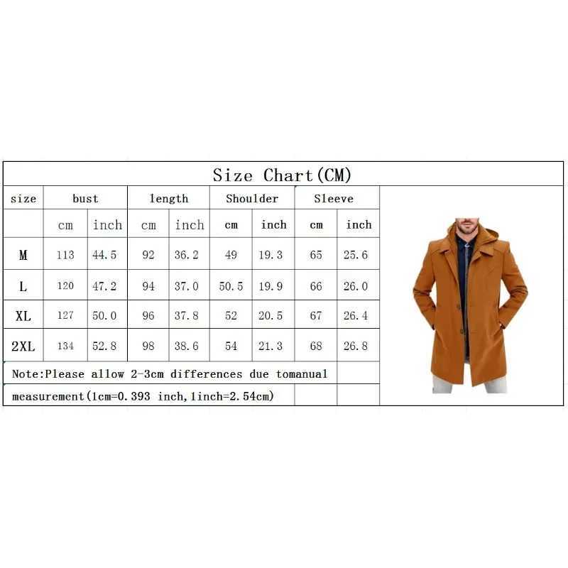 2024 New Woolen Mens Coat Autumn and Winter European and American Fake Two Piece Warm Windproof Coat Hoodie Man ClothingXJ241212