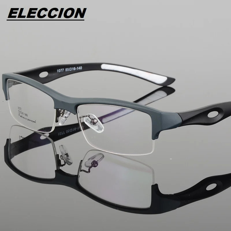 ELECCION Spectacle Frame Attractive Mens Distinctive n Comfortable TR90 Half Frames Square Sports Glasses 1077 241213