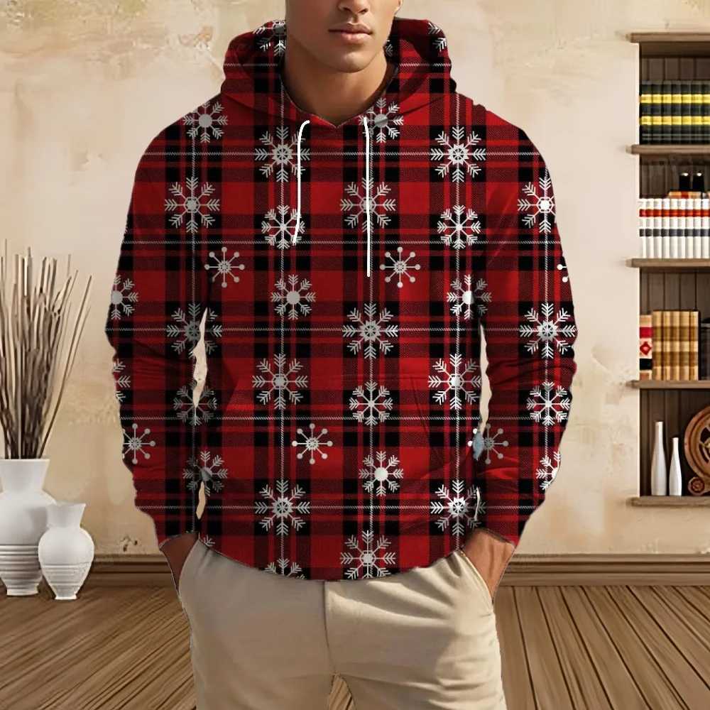 Classic Christmas Mens Hoodie Sweatshirt Street Fun Santa Claus 3D Printed Sports Hoodie Autumn Fashion Snowman Mens Hoodie W241213