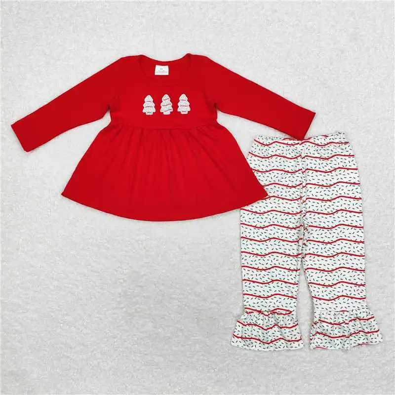 Hot selling Christmas tree long bell bottoms childrens clothing wholesale boutique clothing little girls clothing childrens clothing W241213