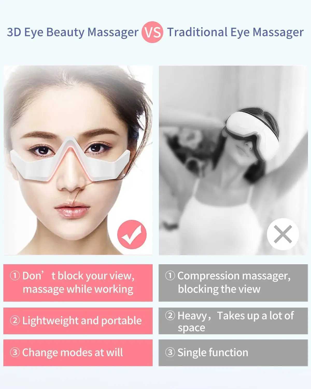 3D EMS Eye Beauty Instrument Micro-Current Pulse Eye Relax Reduce Wrinkles and Dark Circle Remove Eye Bags Massager Beauty Tool W241213