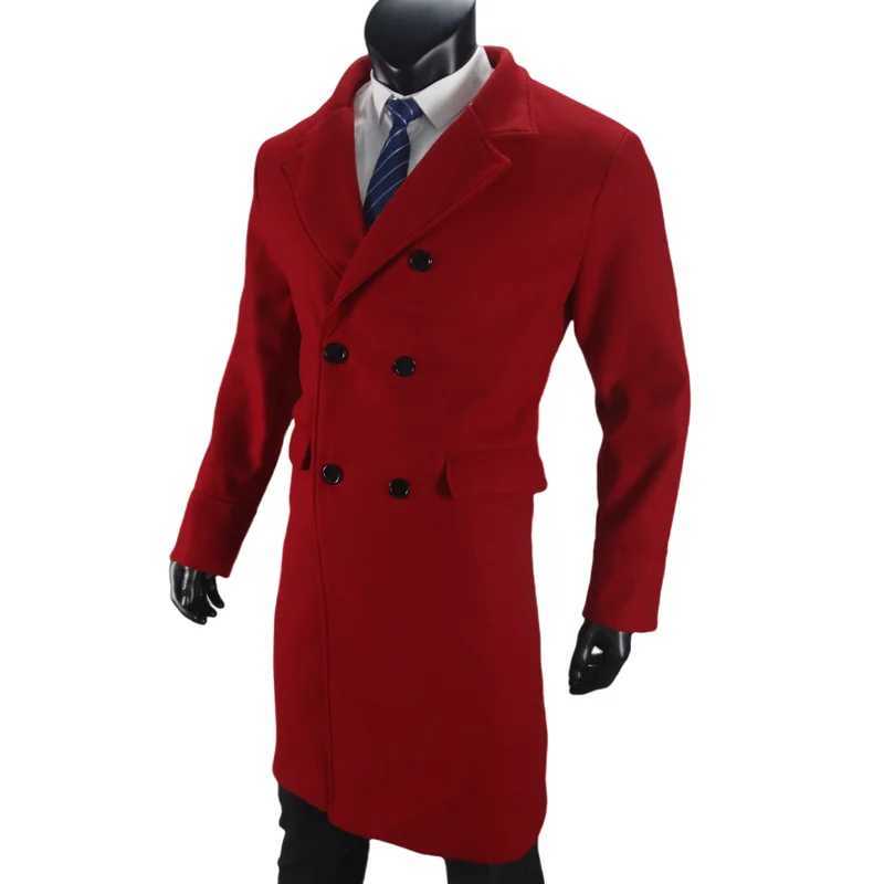 Men Long Double-breasted Coat with Lining Warm Type Coats Wool Blend Lapel Casual Fashion Mens Clothing Eu Size CustomizedXJ241212