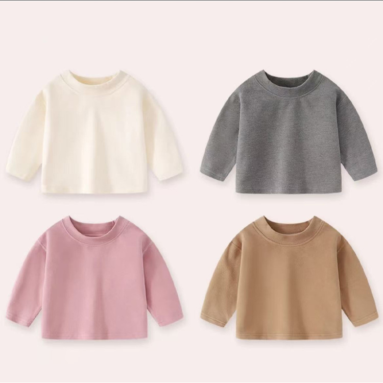 Baby Boy Warm Base Layers - Extra Thick Knit Winter Tee with High Neckline