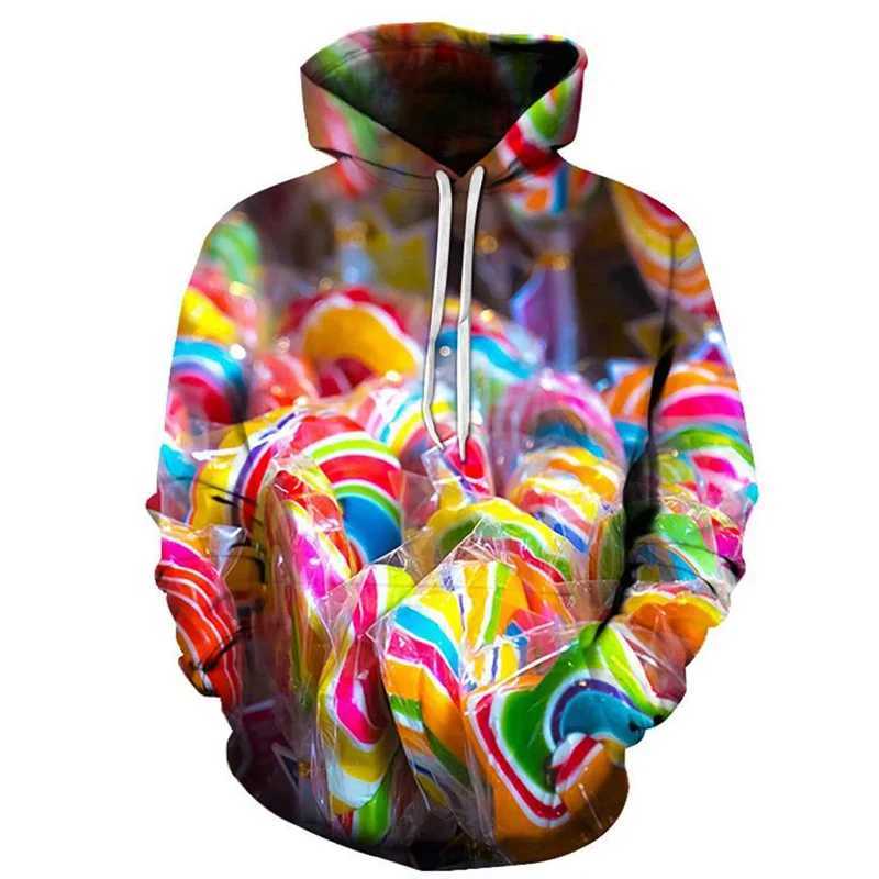 Colorful Candy Pattern Hoodie For Men Cute 3D Printed Gummy Bear Pullovers Tops Long Sleeve Hoodies Kids Autumn Sweatshirt W241213