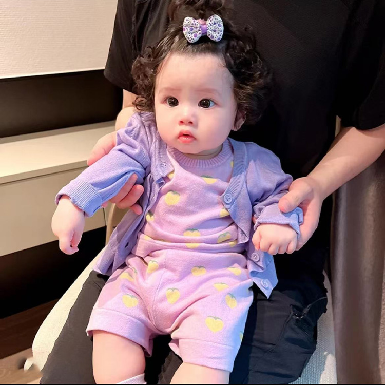Newborn Summer Dress Code: Breathable Knit Cardigan and Shorts Ensemble for Little Ones