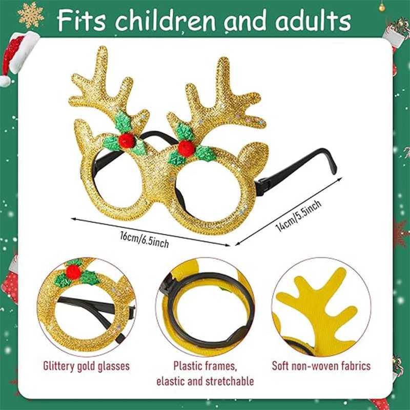 Sunglasses Christmas Glasses Frame Glitter Xmas Party Eyeglasses Costume Eyewear Favors Decorations for Kids H241213IL2H