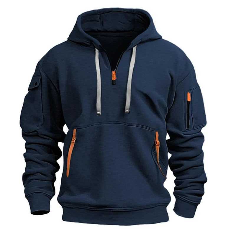 New Winter Mens Hoodies Sportswear Pullover Fashion Long Sleeve Zipper Hoodie Loose Jacket Mens Sportswear W241213