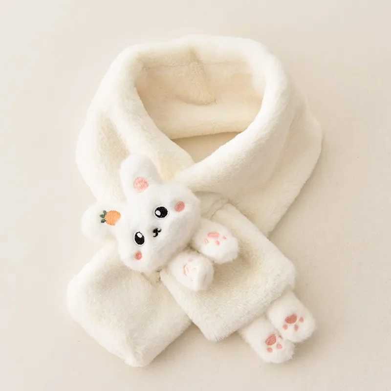 Scarves Wraps Winter Warm Plush Baby Scarf Cute Caroon Bears Boy Girl Newborn Toddler Faux Fur Children Cross Neckerchief Shawls H2412138QKF
