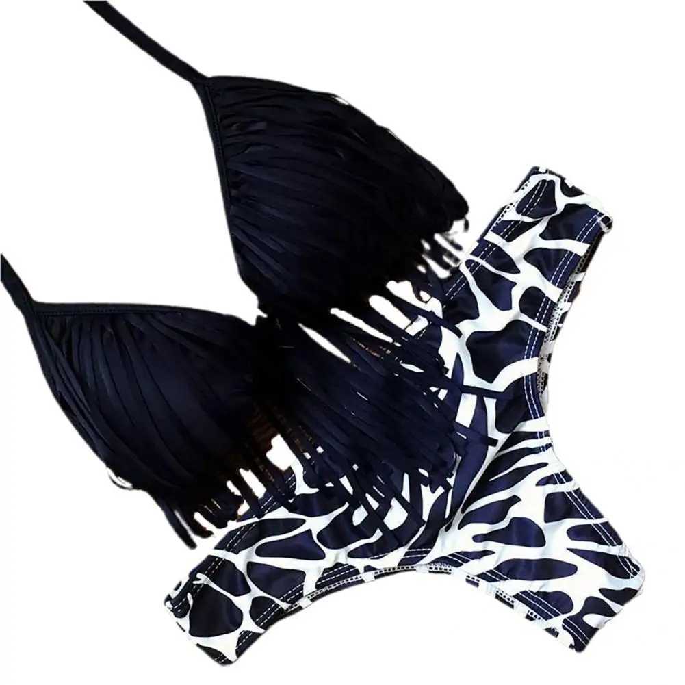 2 Pcs/Set Swimming Bikini Sexy Colorfast SummerTassel High-waist Bikini Set Bathers Swimwear Set Soft Swimsuit Set for BeachXJ241212