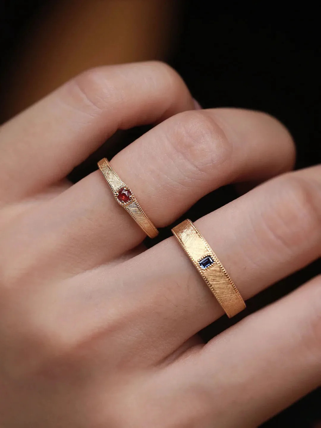 ner Handcrafted Red Blue Sapphire Set S925 Sterling Silver Womens Couple Ring Engraved Wedding Engagement Gift 241213