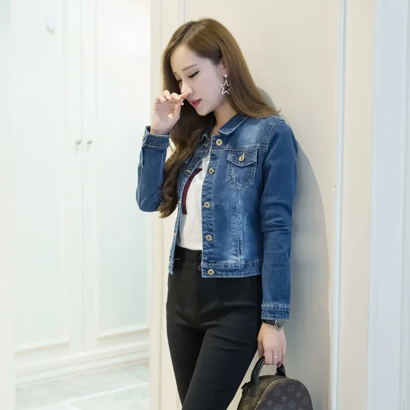 2024 Spring Korean style denim jacket for women fashionable ultrathin short long sleeved 241211