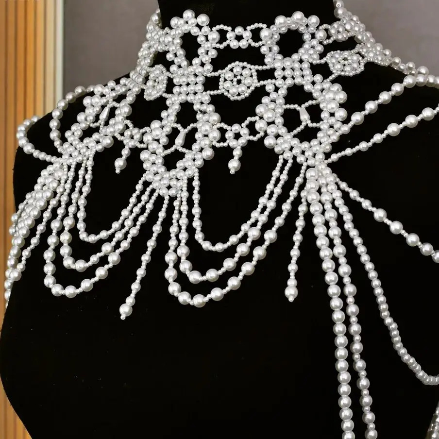 The latest Chinese n body chain accessories Fashion multilayer pearl chest y 241213