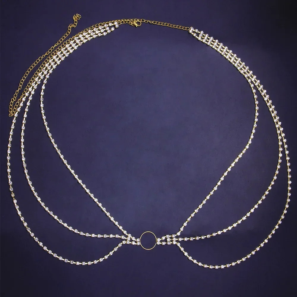 Shine Fashion Three Layer Rhinestone Waist Chain for Women Circle Beach Bikini Belly Sexy Body Jewelry 241213