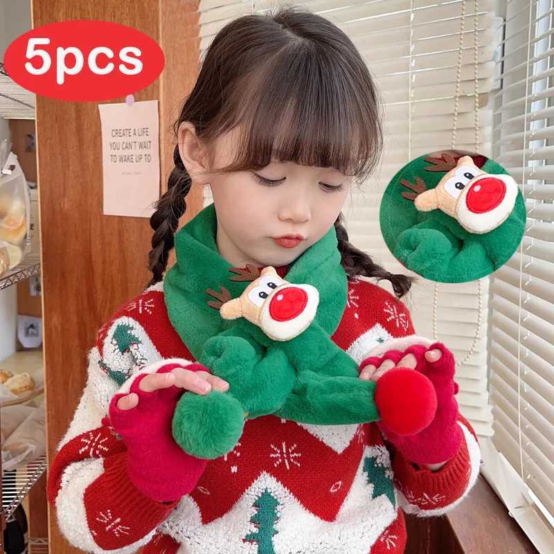 Scarves Wraps Childrens Scarf Winter Warm Baby Plush Thickened Men and Girls Windproof Cute Christmas Deer H241213D2IU