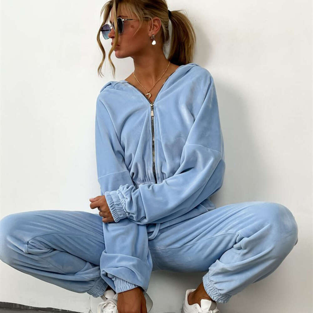 European American Spring And Autumn Solid Color Cardigan Hooded Pas Women's Urban Fashion Long Sleeved Hoodie Set Trendy Clothing Fashionable Cas
